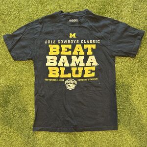 2012 Cowboys Classic Michigan Wolverines Beat Bama Blue Tee Shirt Mens Medium